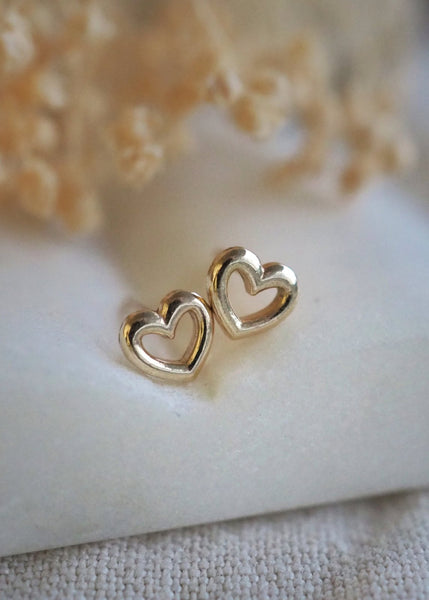 14k sale real gold heart love earrings