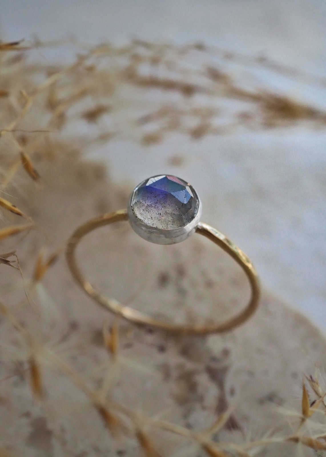 HELENA 14k Solid Gold Ocean Blue Opal Stacking Ring; Made To Order; Handmade Dainty Jewelry; Gemstone Ring Stacker Made in USA Handcrafted high quality